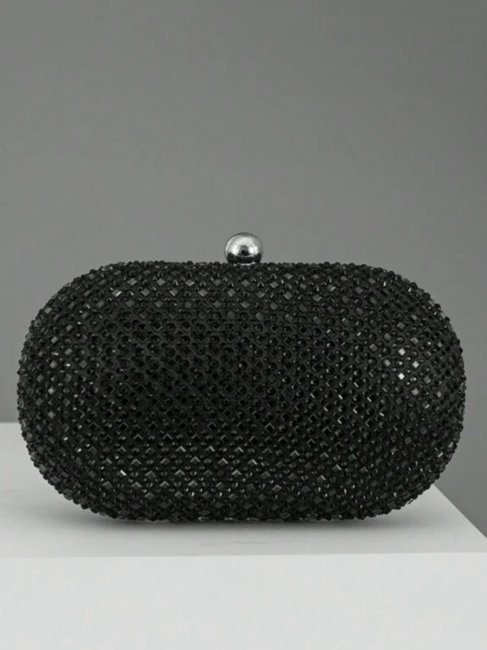 Black Crystal Embellished Evening Clutch